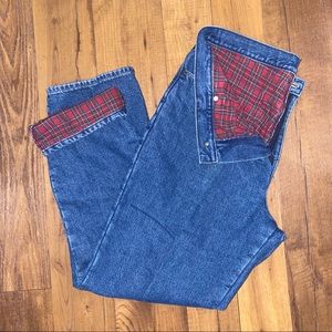 L.L. Bean Double L Plaid Lined Mom Jeans Sz.14R